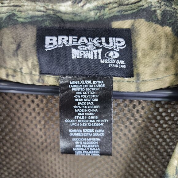 Mens Camo Hunting Vest Jacket Mossy Oak Break-Up Infinity 1/2 Zip Size XL/2XL - Picture 8 of 13